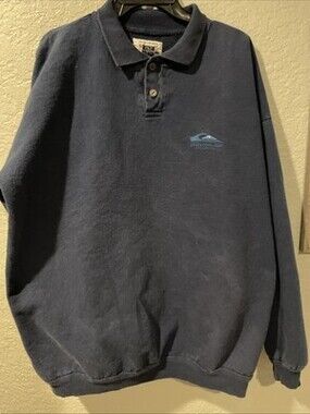 Quiksilver Vintage Dark Blue Polo Sweater Mens Size Medium Casual